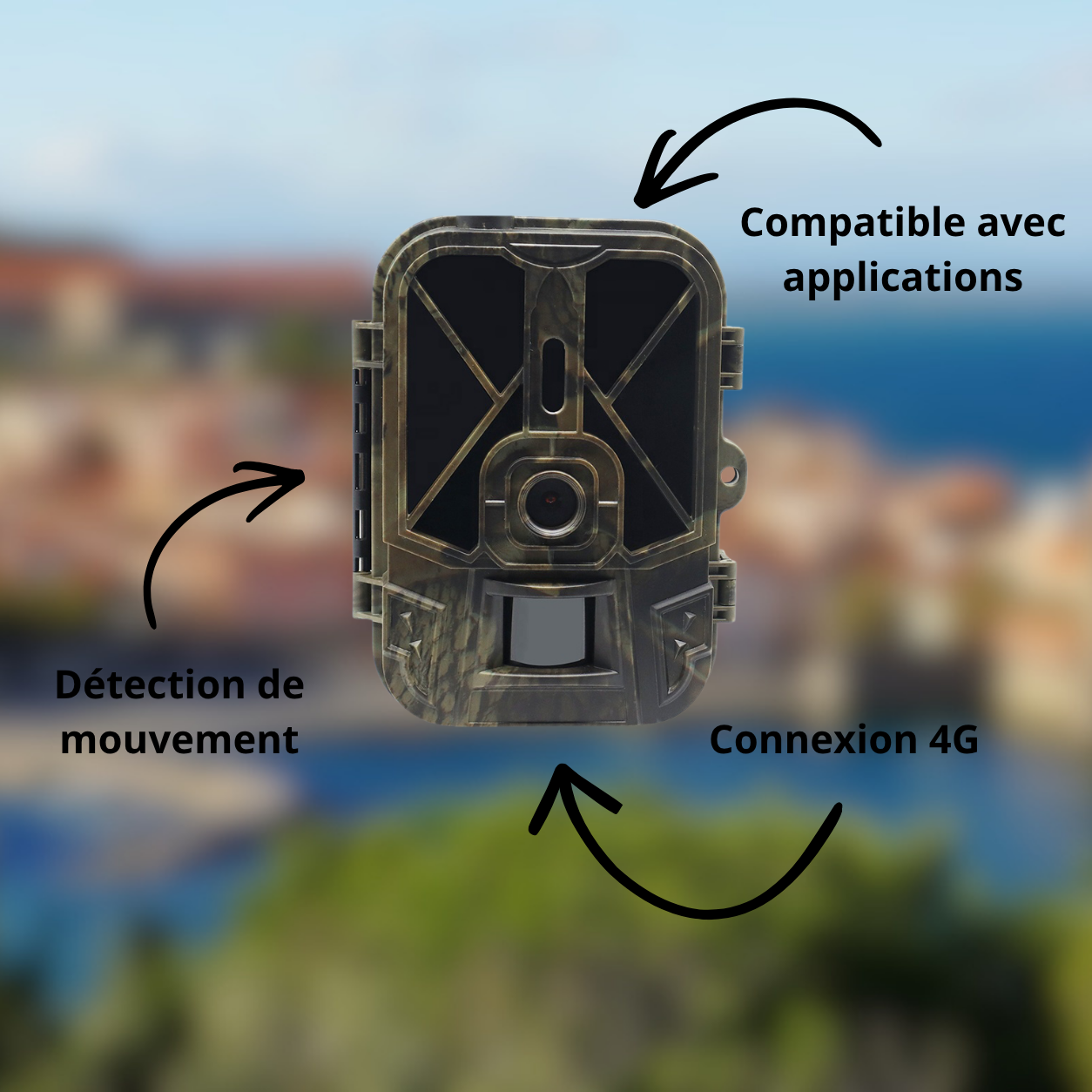Caméra de Chasse 4G Vision Nocturne, PIR 120° avec Application